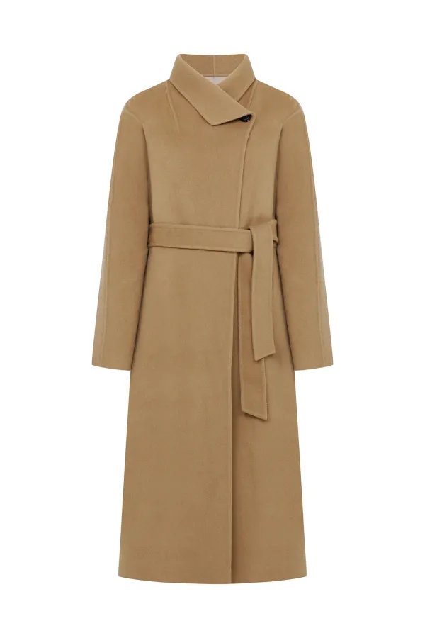 [2차 리오더]High Neck Long Handmade Coat[LMBFWI23CT703]-Camel