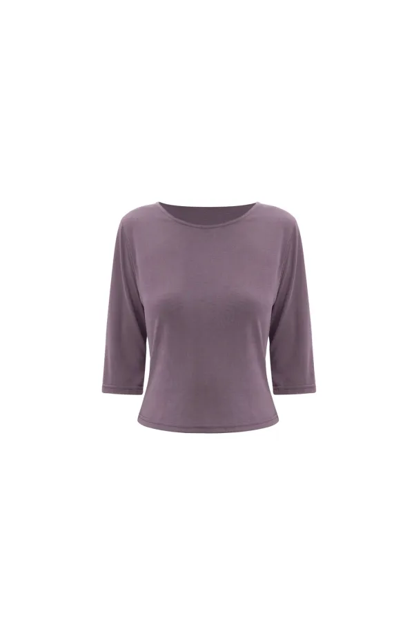BOAT-NECK TOP (DUSTY PURPLE)