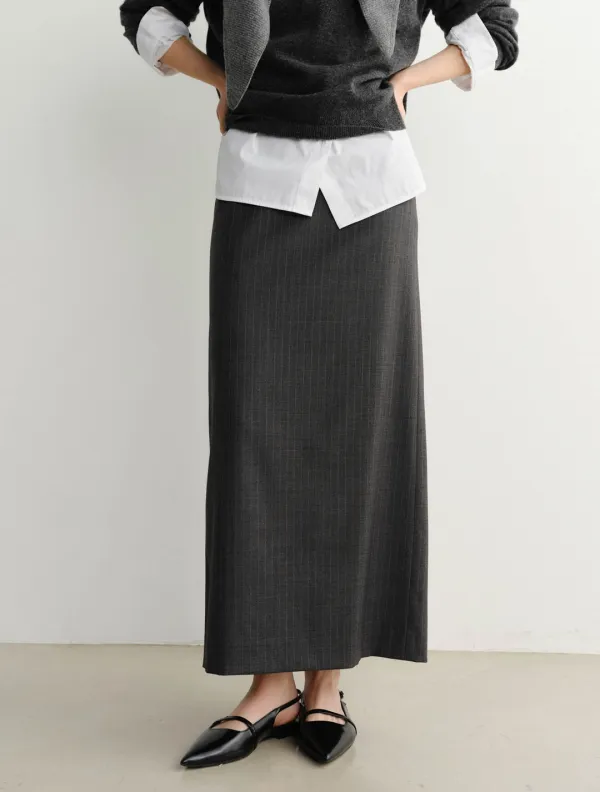 Wade Stripe Maxi Skirt (Grey)