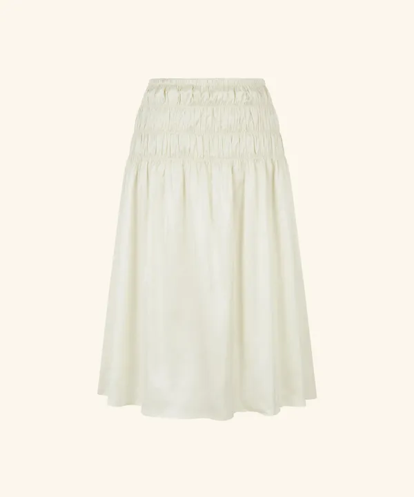 Glow Satin Triple Banding Skirt (Cream)