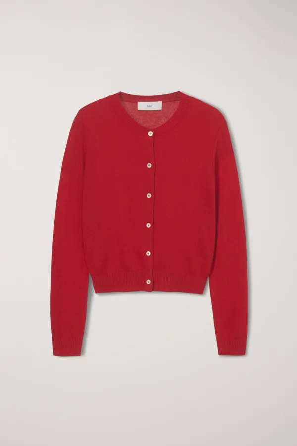 ESSENTIAL CREWNECK KNIT CARDIGAN TOMATO RED_UDSW6A209R2