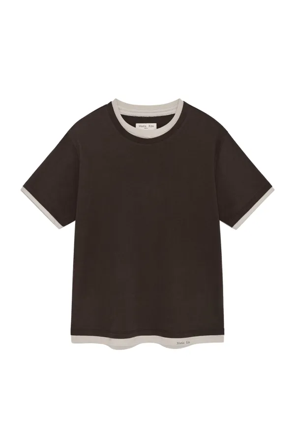 COLOR POINT LAYERED TOP FOR MEN IN BROWN