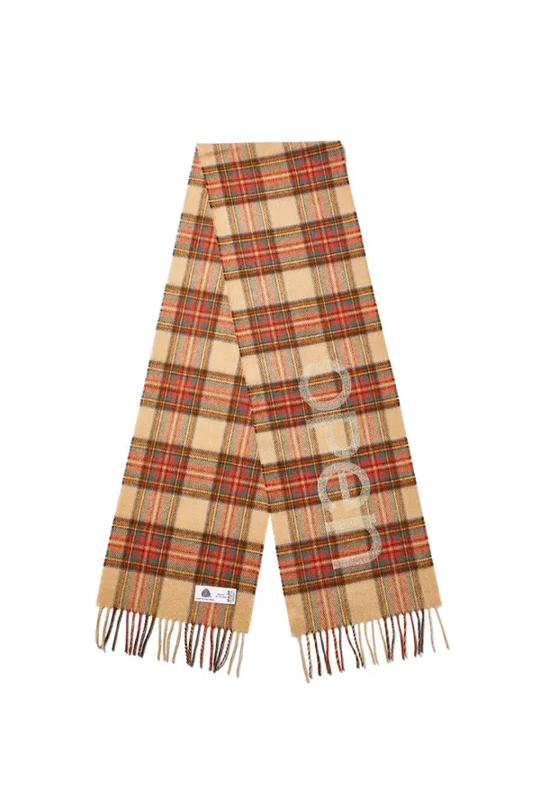 OPEN YY TARTAN WOOL SCARF, BEIGE