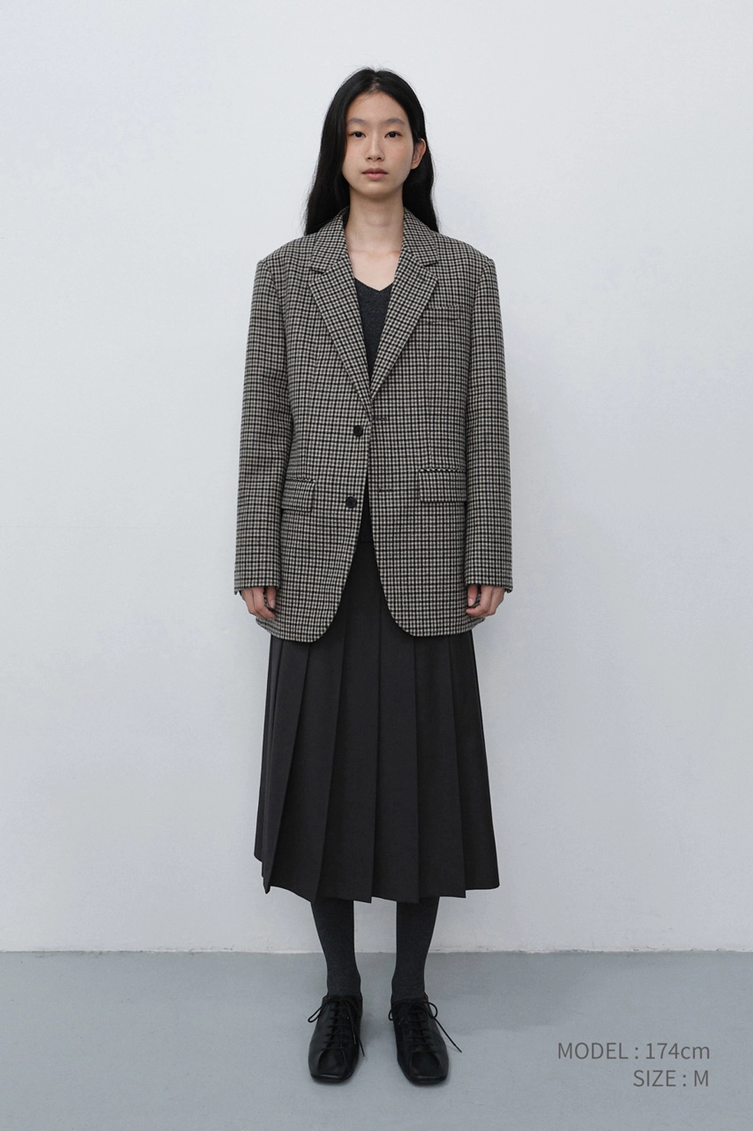 던스트 UNISEX CLASSIC 2 BUTTON WOOL BLAZER BEIGE CHECK_UDJA6C107I3 상품 이미지 2