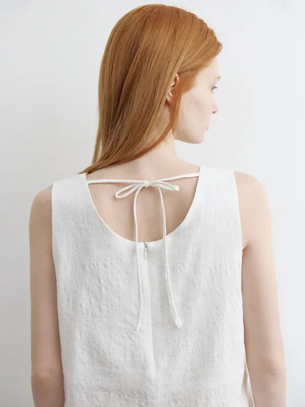 Jacquard sleeveless blouse [KNSS09BL07]_Ivory