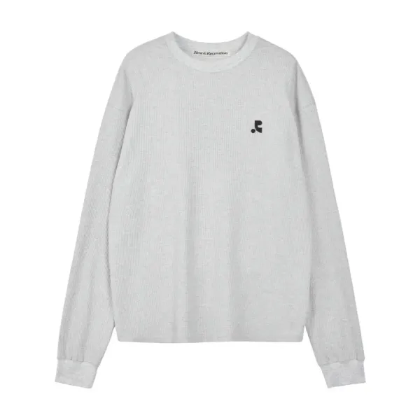 OVERSIZED WAFFLE CREWNECK T-SHIRT - LIGHT GREY