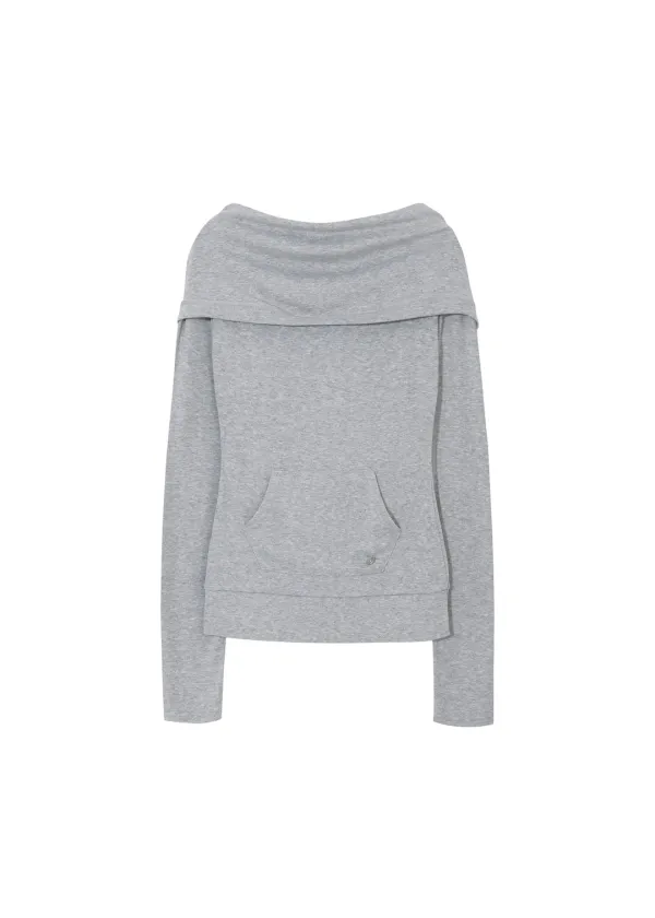 [3RD] SOFT COWL HOOD T, MELANGE GRAY