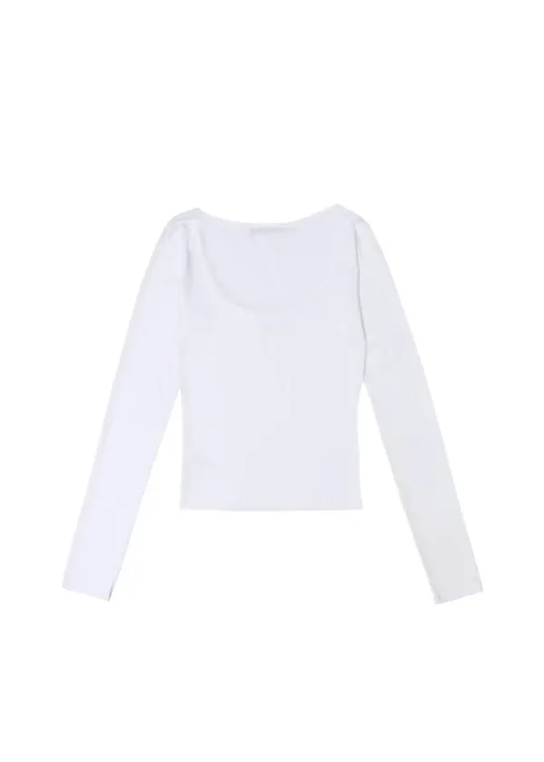 [8TH] BASIC DEEP U NECK LONG SLEEVE, IVORY