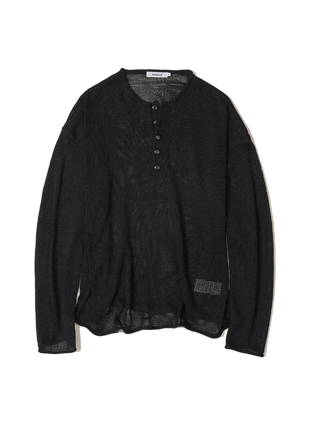파르티멘토 Cut-off Henley Neck Knit_Black 상품 이미지 1