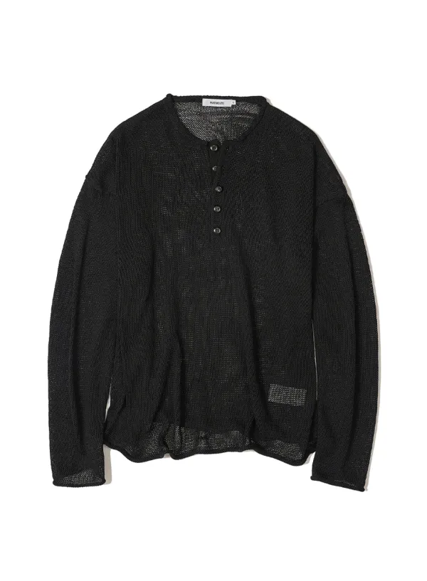 Cut-off Henley Neck Knit_Black