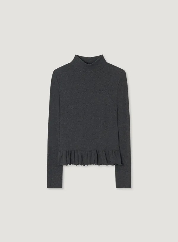 COON FRILL TURTLE TEE_CHARCOAL