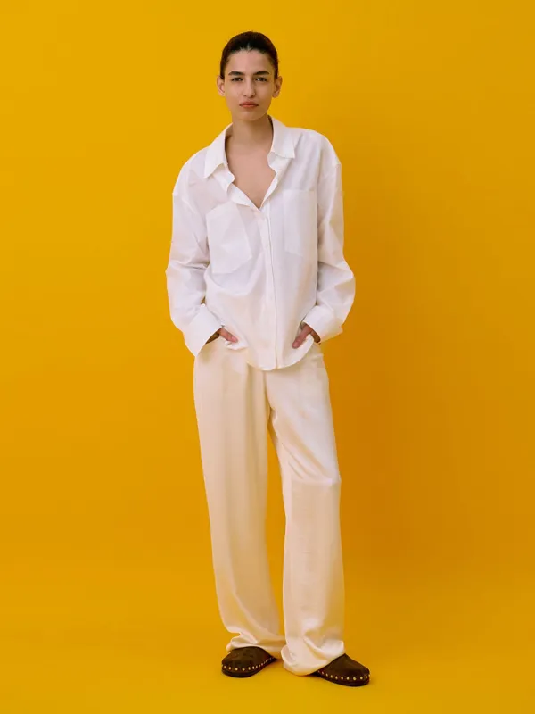 Back Yoke Straight Pants_Cream