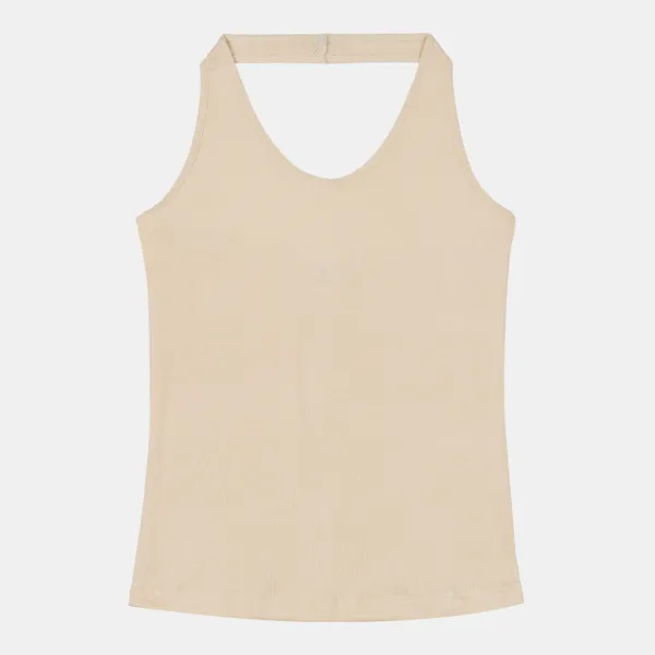 ribbed halter top (light beige)