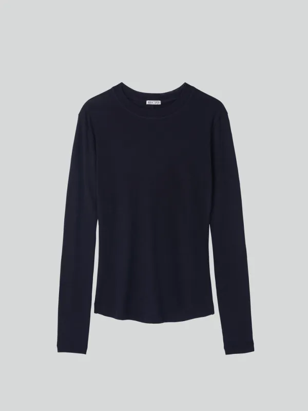 SLIM FIT WOOL JERSEY T-SHIRT (DARK NAVY)