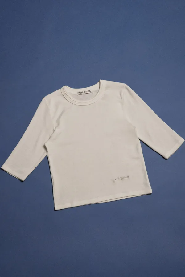 premium wool double-neck top_ivory