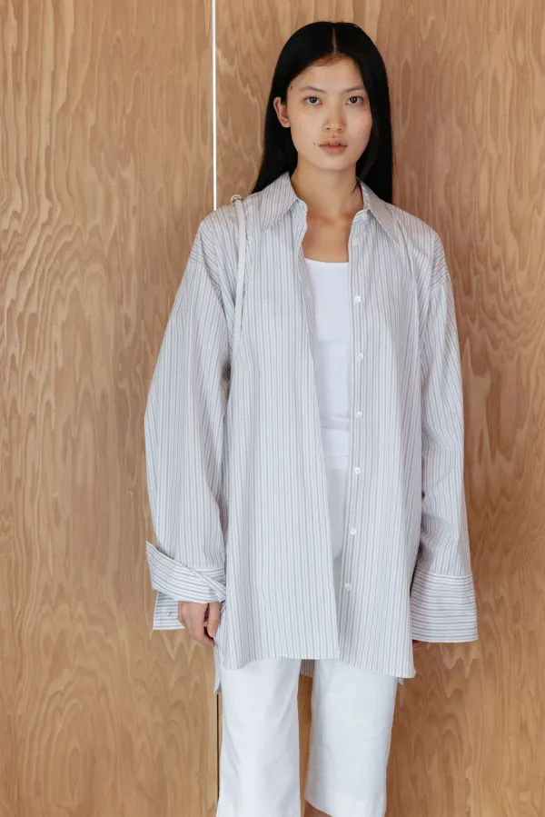 Wide Cuffs Overfit Shirt_Stripe