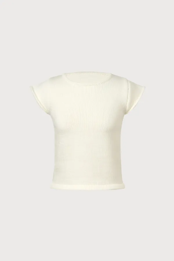 Part.8 Cozy edge knit (white, black)