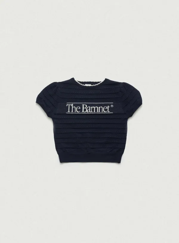 Helen Logo Jacquard Knit Top_Navy [6월 중순 순차 배송]