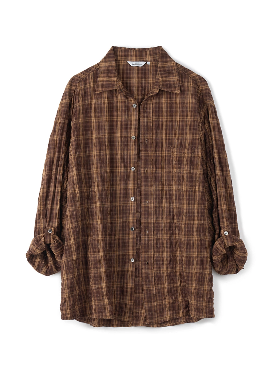 파르티멘토 Vintage Fade Check Roll Up Shirts_Walnut Brown 상품 이미지 1
