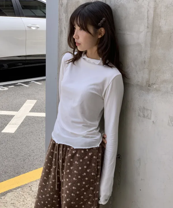 WAVE MOCK NECK LONG SLEEVE WHITE