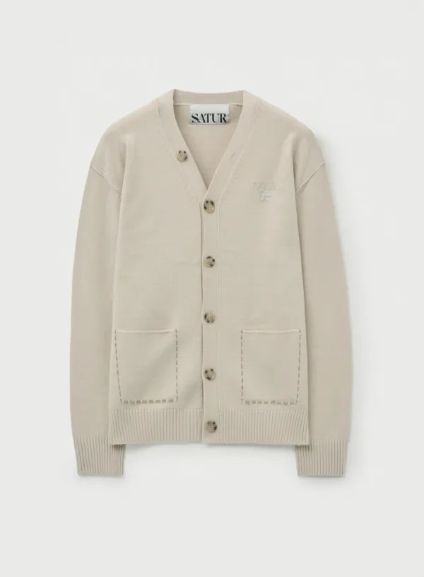 Outline Basic V-Neck Cardigan - Cream