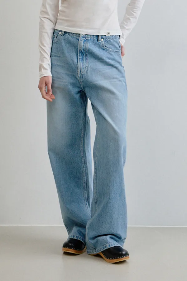 relaxed wide denim pants_light blue
