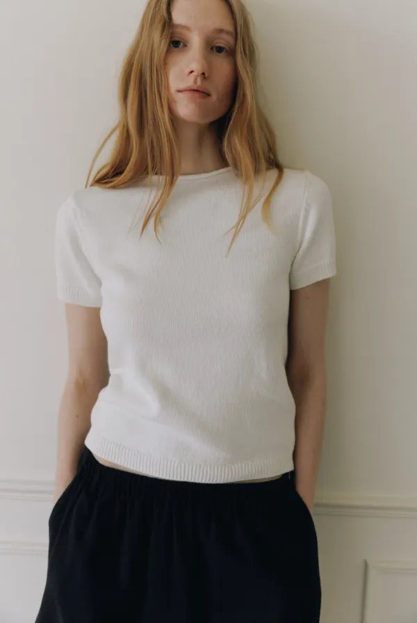 Silhouette cotton knit (White)