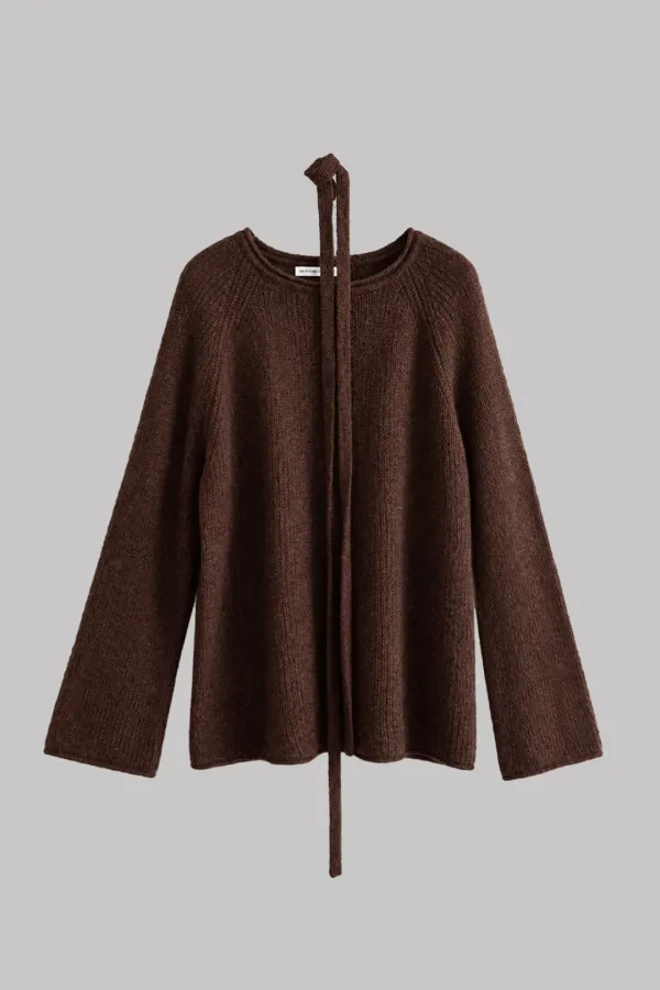 Longline Scarf Pullover (brown)