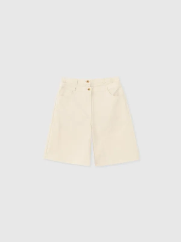 Double belt half shorts (Ivory)