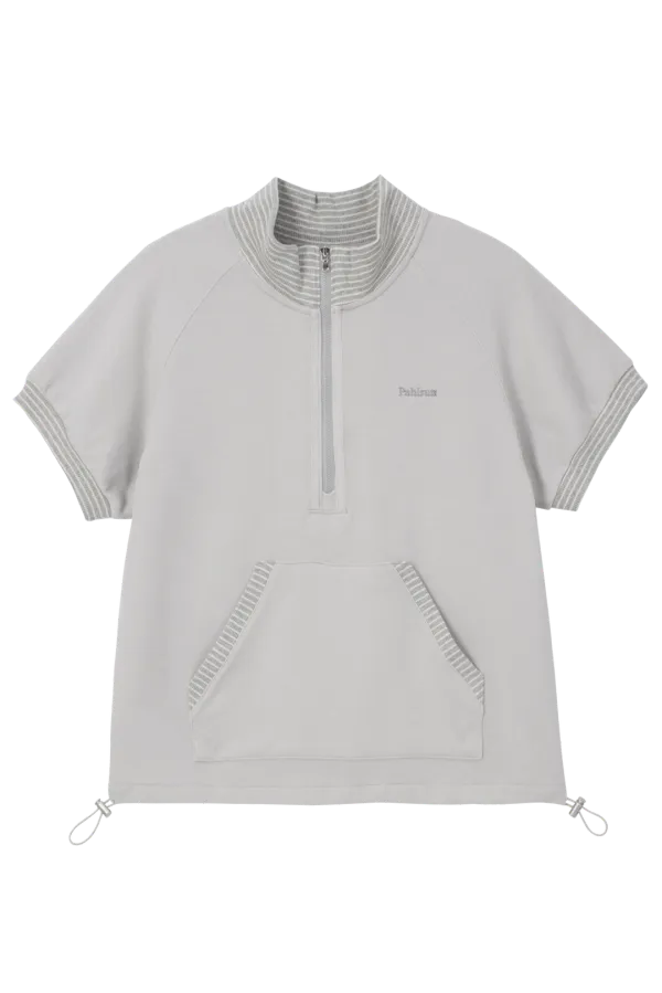 SOFT STRIPE ZIP-UP_LIGHT GRAY