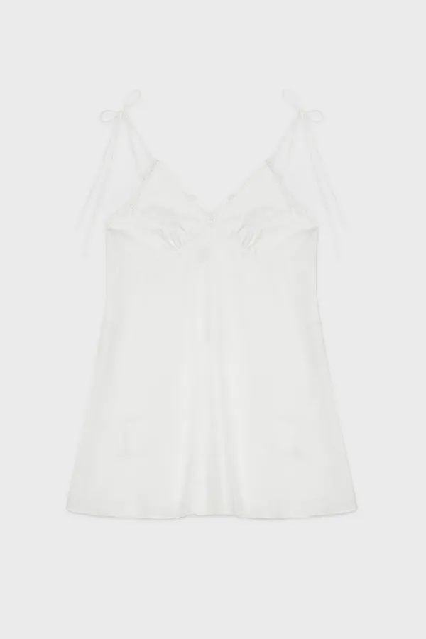 Lace Flared Mini Dress (White)