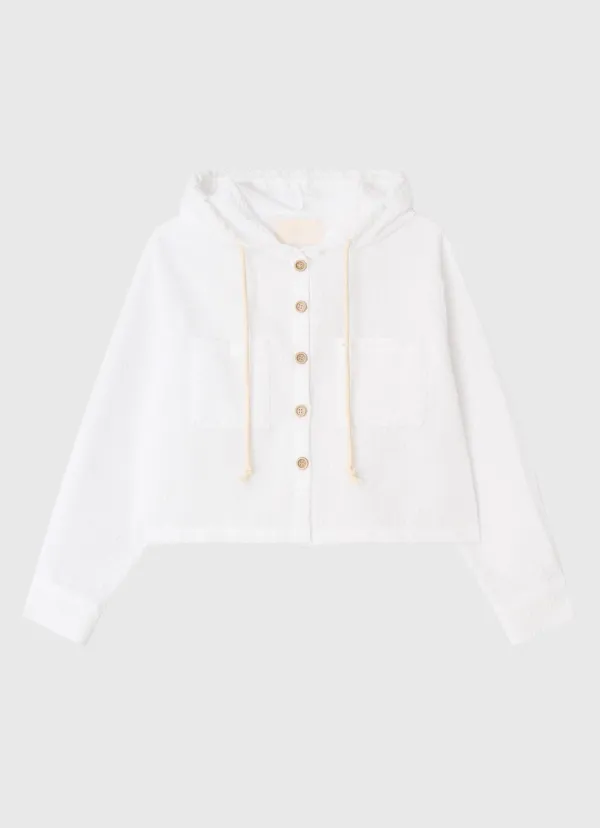 Seersucker stripe vintage hood shirts - white