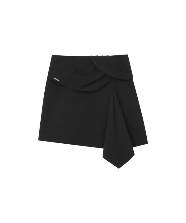 Layered chiton mini skirt BLACK