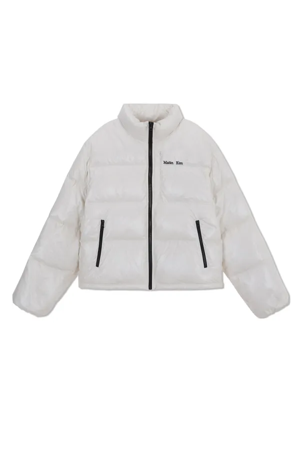 SMALL LOGO VOLUME DOWN JUMPER FOR WOMEN IN IVORY
