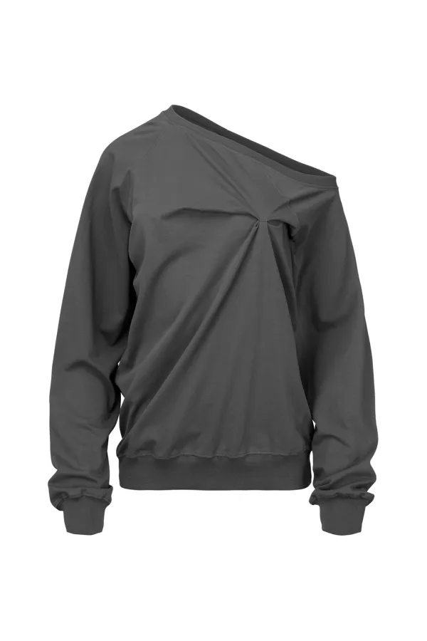 PINCHED LONG SLEEVE CHARCOAL