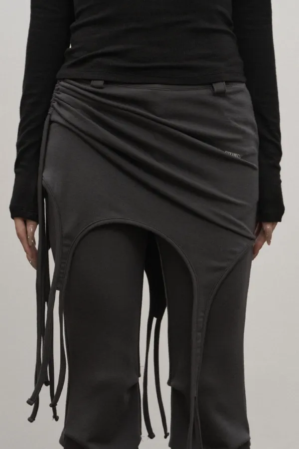 Strap Layered Skirt (charcoal)
