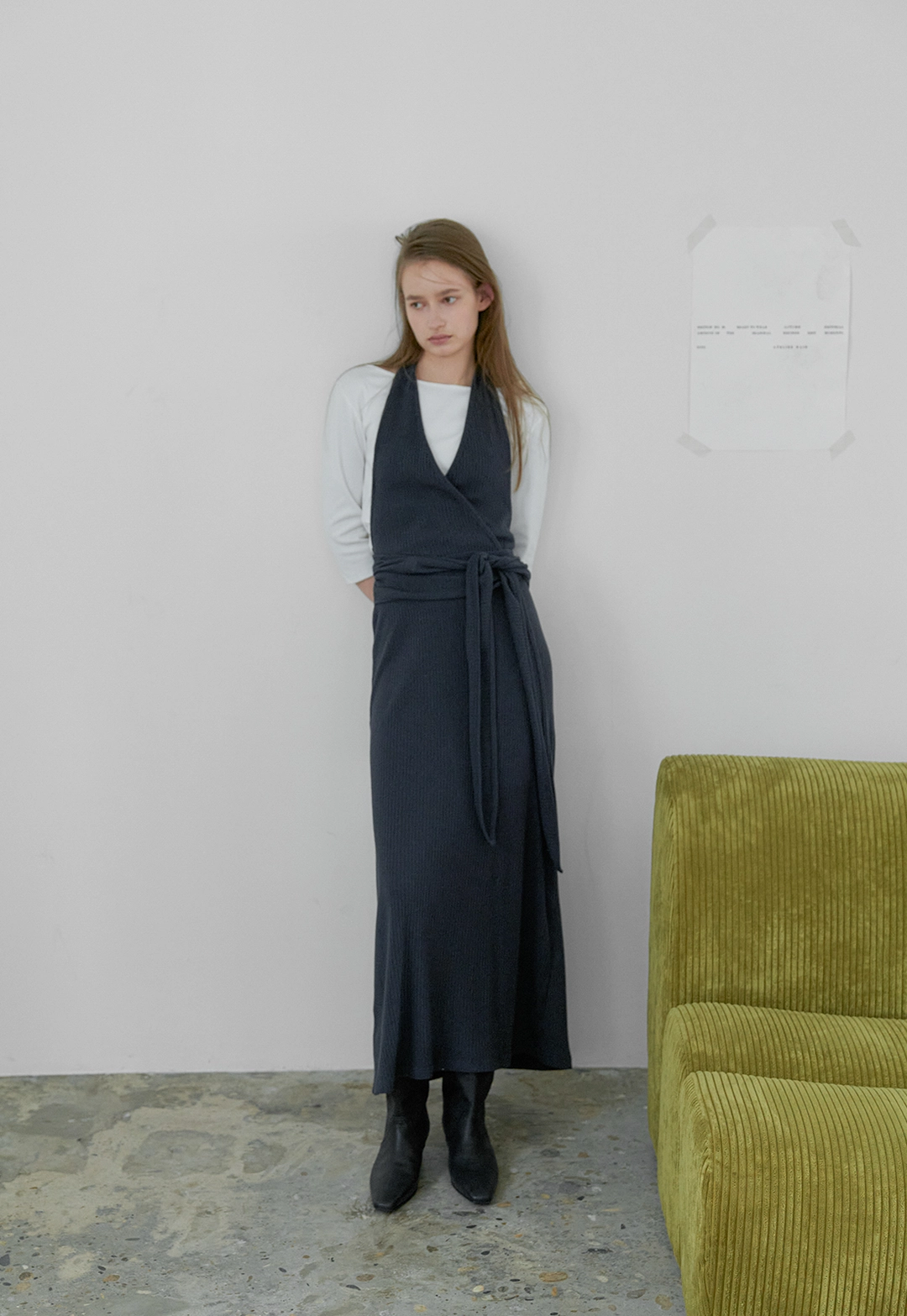아뜰리에 나인 (OP-6347)TIE HALTERNECK JERSEY DRESS 상품 이미지 2