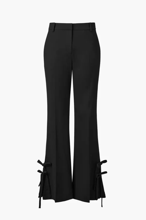 Ribbon Tie Bootcut Pants, Black