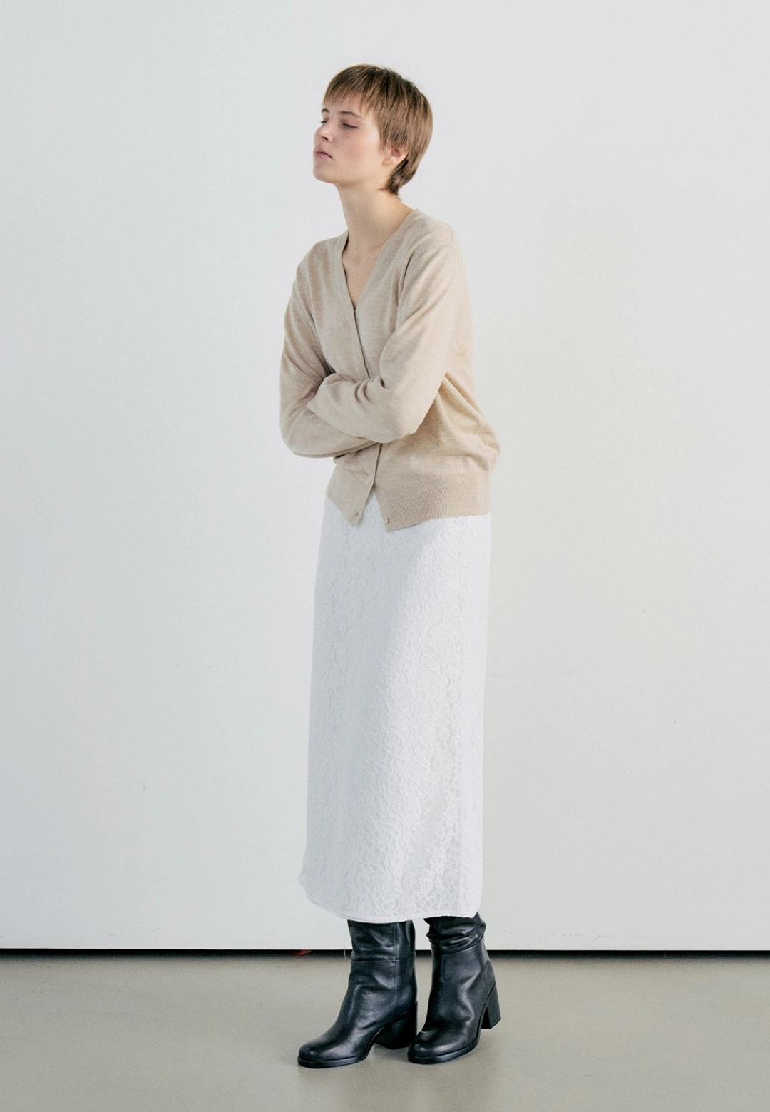 노티아 LACE 2 LAYERED LONG SKIRT - WHITE 상품 이미지 1