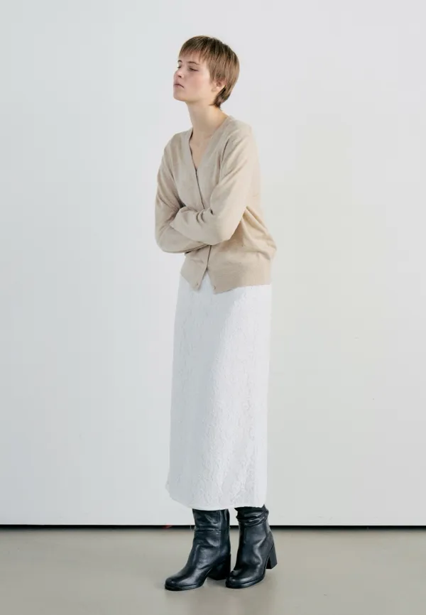 LACE 2 LAYERED LONG SKIRT - WHITE