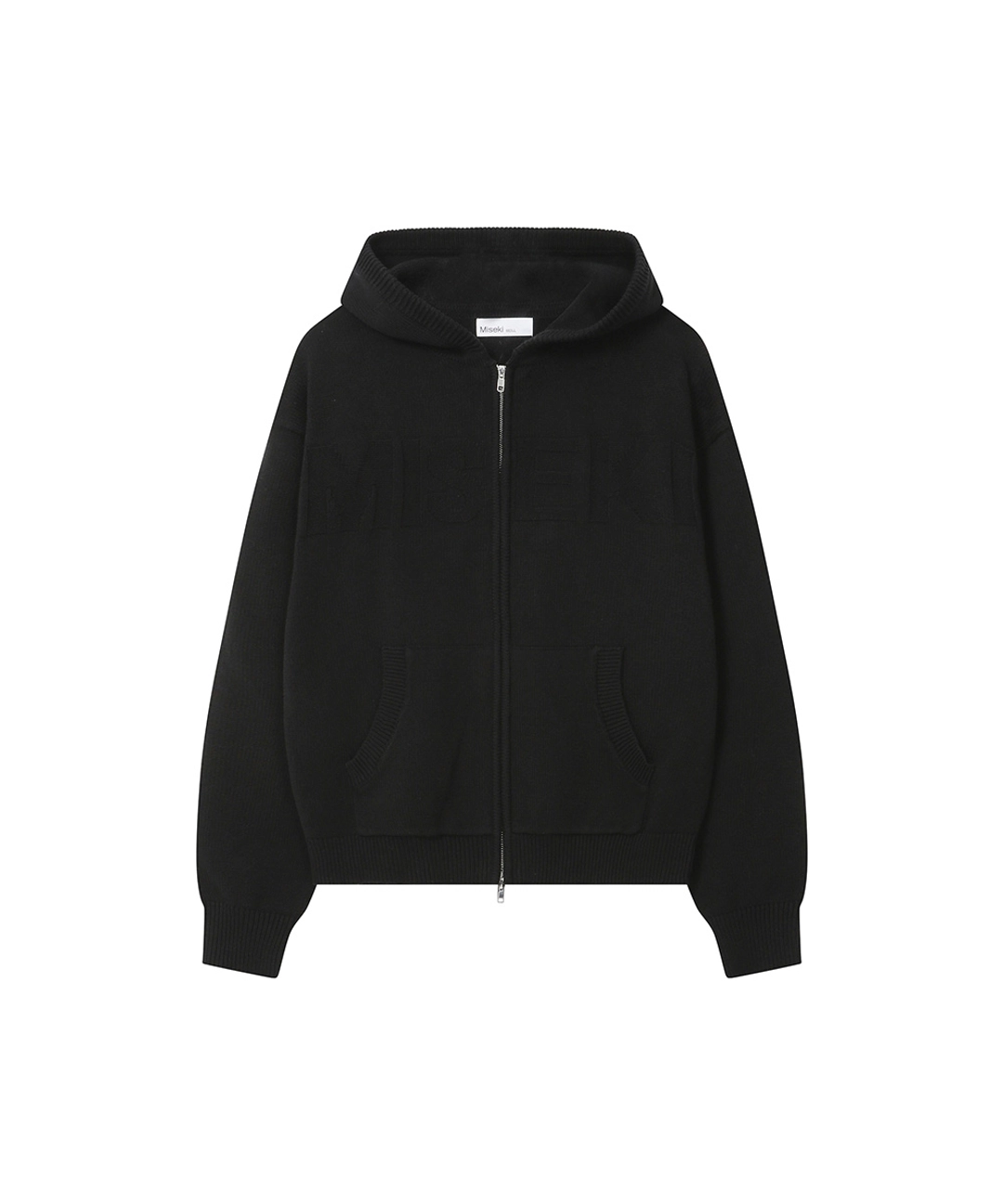 미세키서울 Logo knit hoodie zip-up BLACK 상품 이미지 1