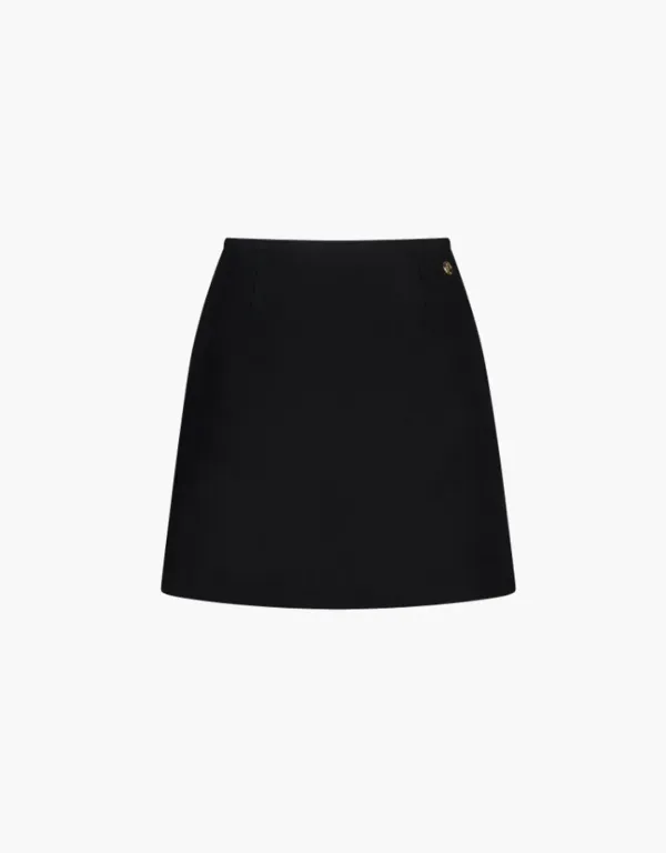 wool blended classic skirt - black