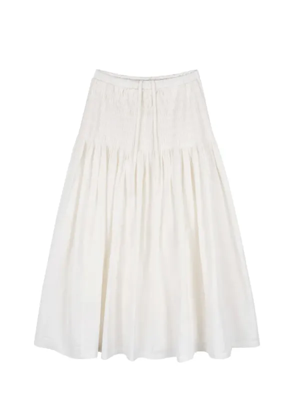 Handmade Wrinkle Pin Tuck Skirt IVORY