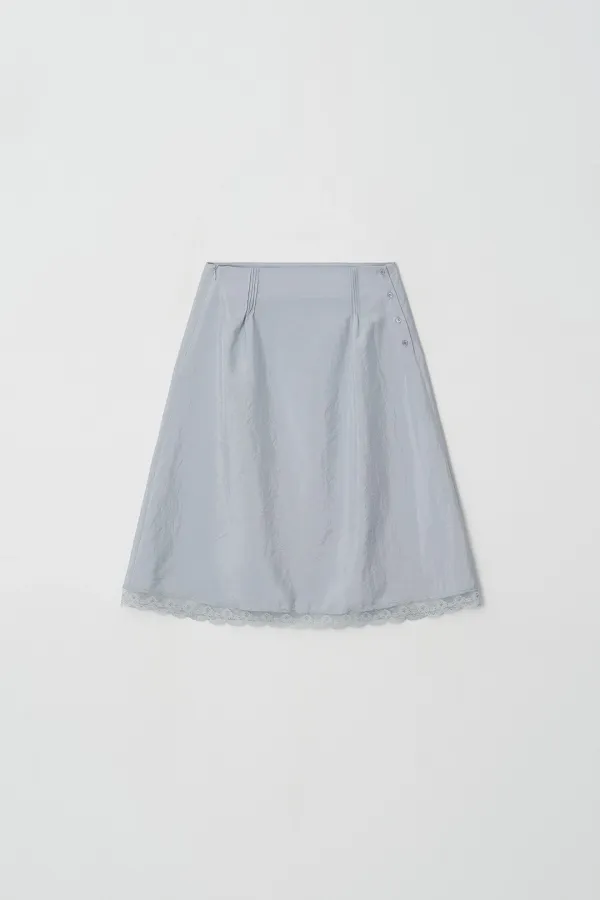 [2차] Stitch Lace Detail Skirt (light blue)