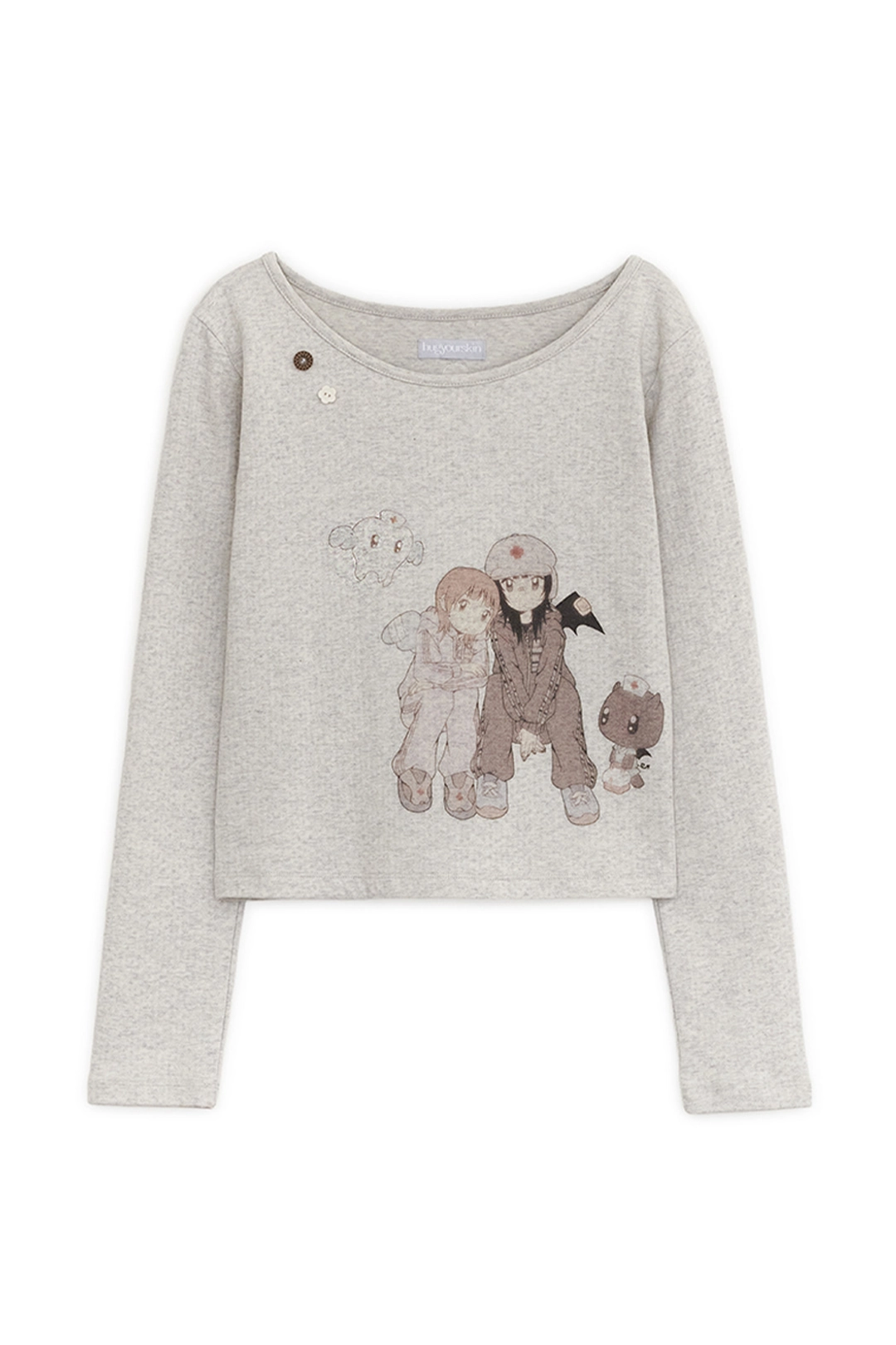 허그유어스킨 HUGYOURSKIN X JUBA printed button top (Oatmeal) 상품 이미지 1