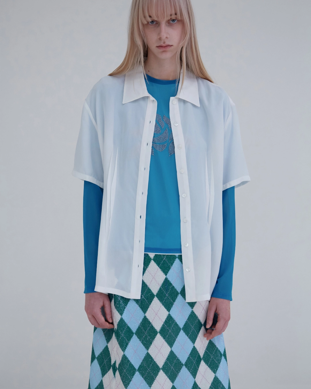 지수리 Double-darted shirts - White 상품 이미지 3