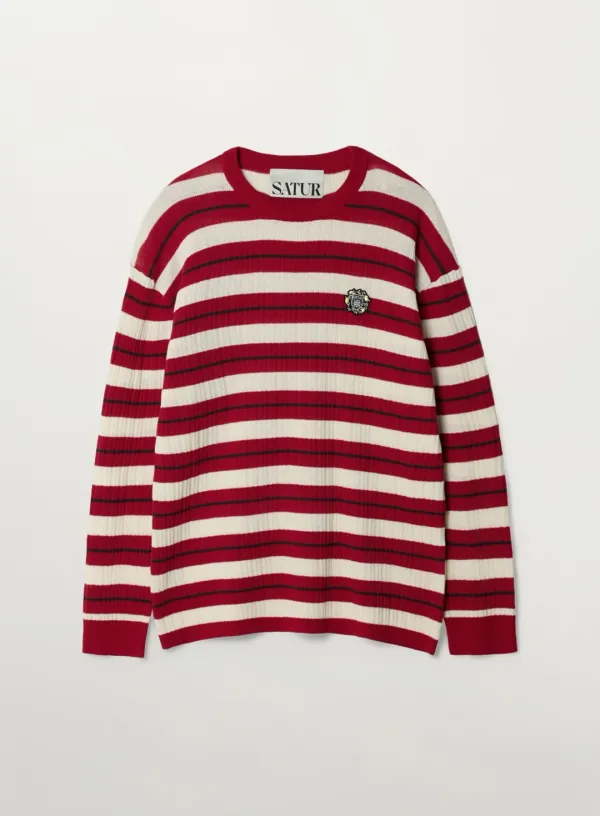 Crest Logo Stripe Knit - Red