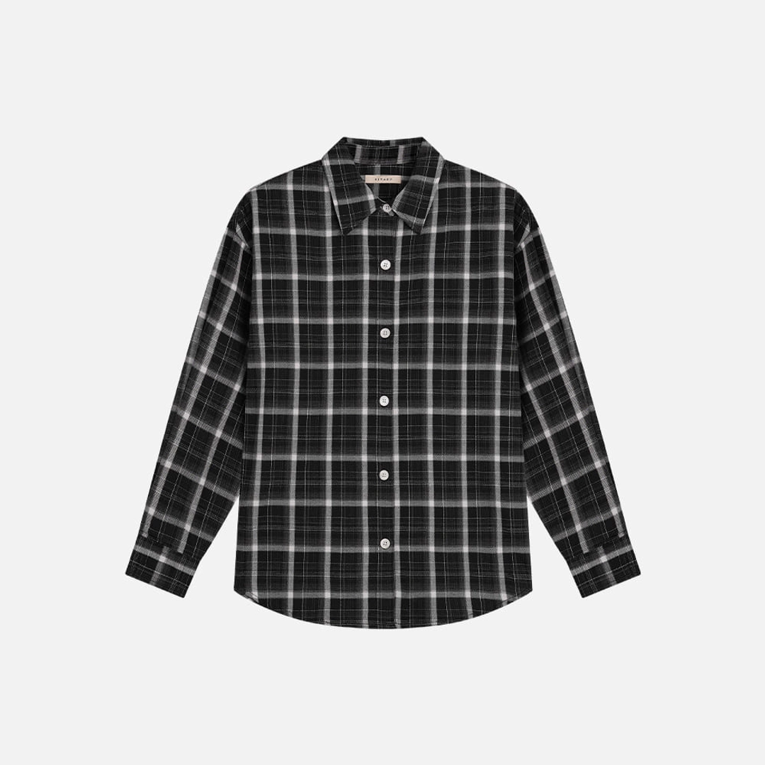 시야쥬 SITP5311 워시드 체크 셔킷_Black 상품 이미지 1