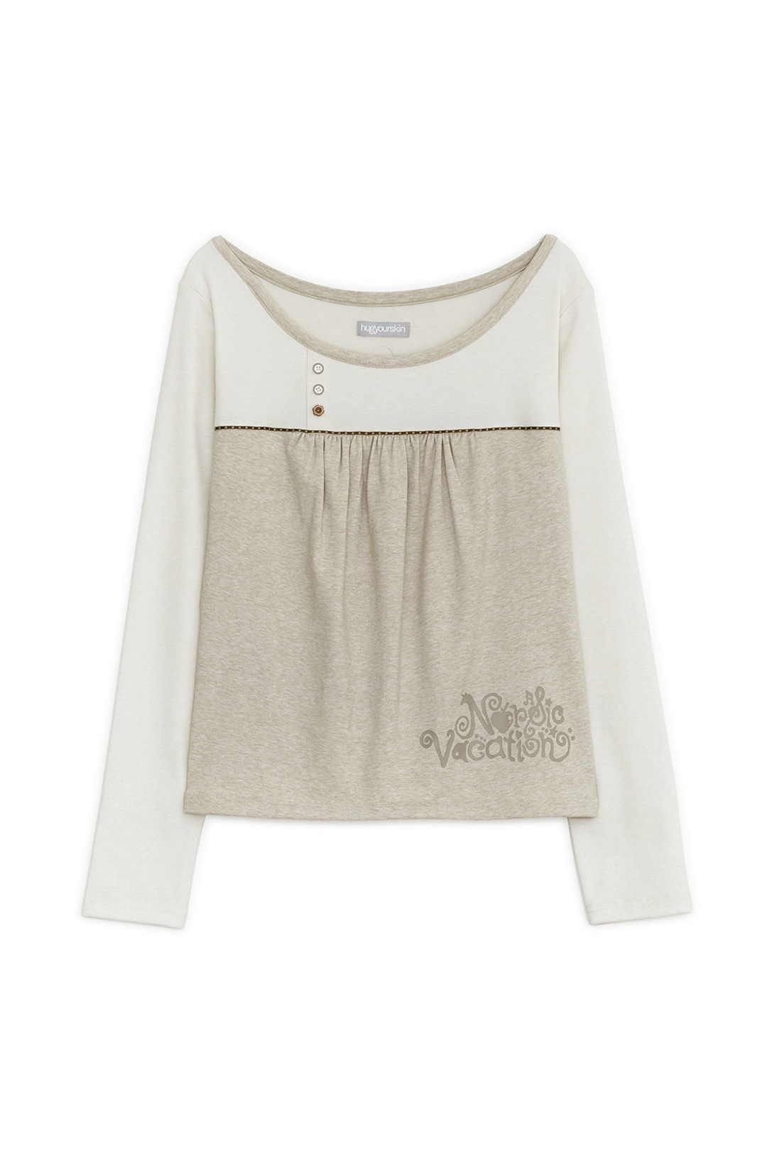 허그유어스킨 Nordic vacation henry neck T (Ivory) 상품 이미지 1