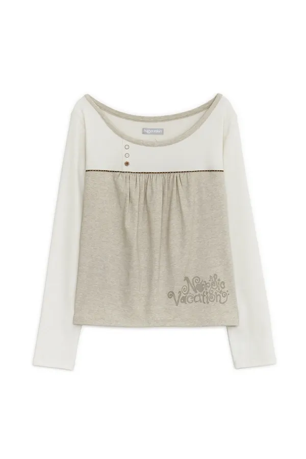 Nordic vacation henry neck T (Ivory)